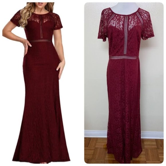 Ever Pretty Dresses & Skirts - Ever Pretty Mermaid Lace Evening Gown MTB Burgundy